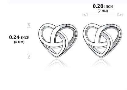 1 Pair Elegant Celtic Knot Heart Shape Sterling Silver Ear Studs