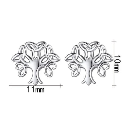 1 Pair Elegant Celtic Knot Life Tree Sterling Silver Ear Studs