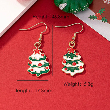 1 Pair Elegant Christmas House Christmas Tree Santa Claus Enamel Plating Alloy Ferroalloy Glass 14k Gold Plated Drop Earrings