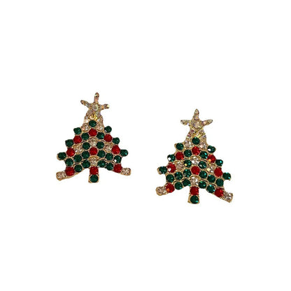 1 Pair Elegant Christmas Tree Plating Inlay Alloy Rhinestones Drop Earrings