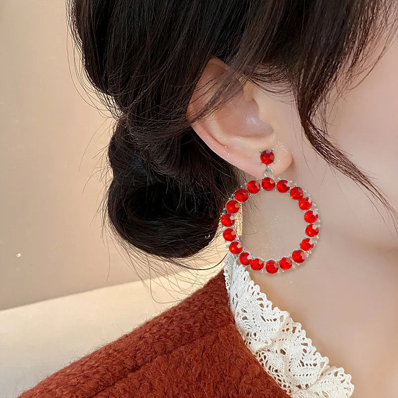 1 Pair Elegant Circle Alloy Drop Earrings