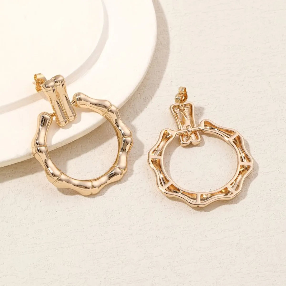 1 Pair Elegant Circle Plating Copper 18k Gold Plated Earrings