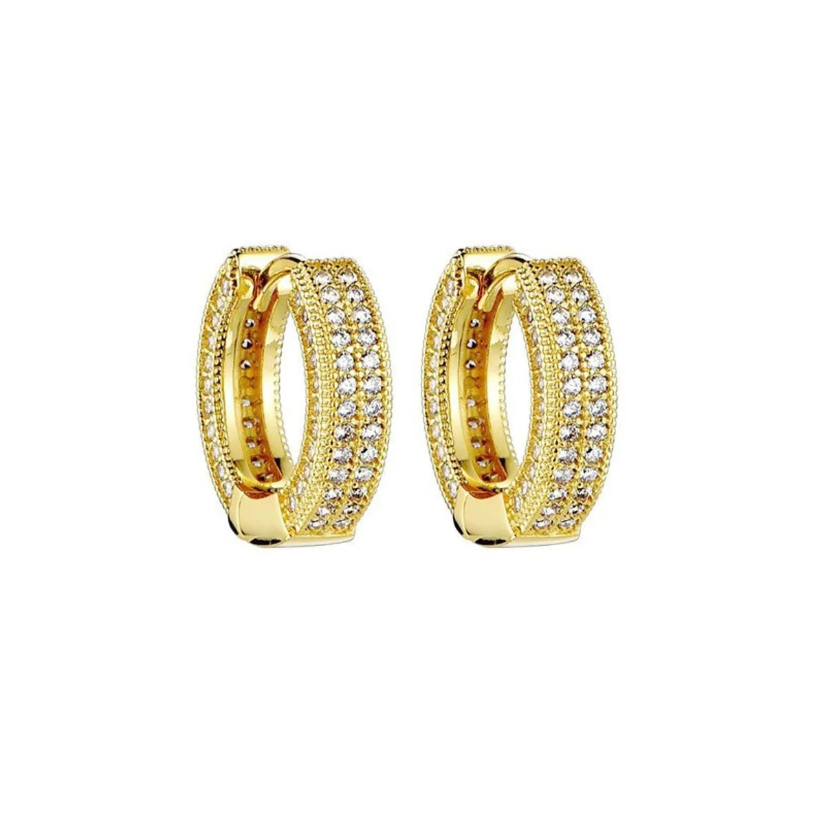 1 Pair Elegant Circle Plating Inlay Copper Zircon Gold Plated Hoop Earrings