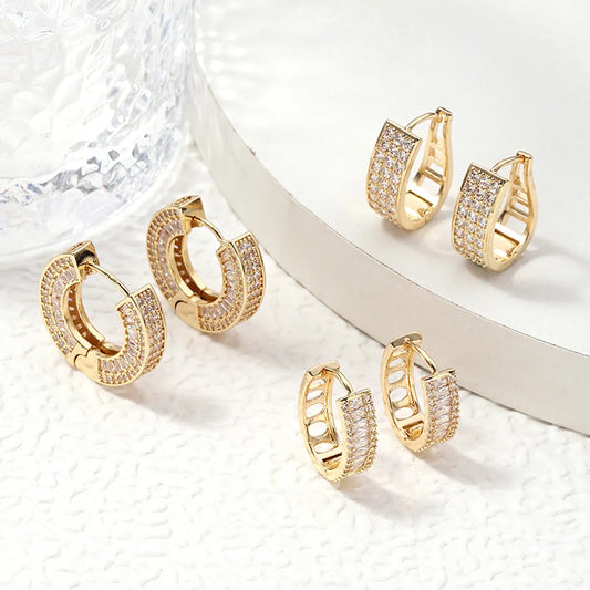 1 Pair Elegant Circle Plating Inlay Copper Zircon Gold Plated Hoop Earrings