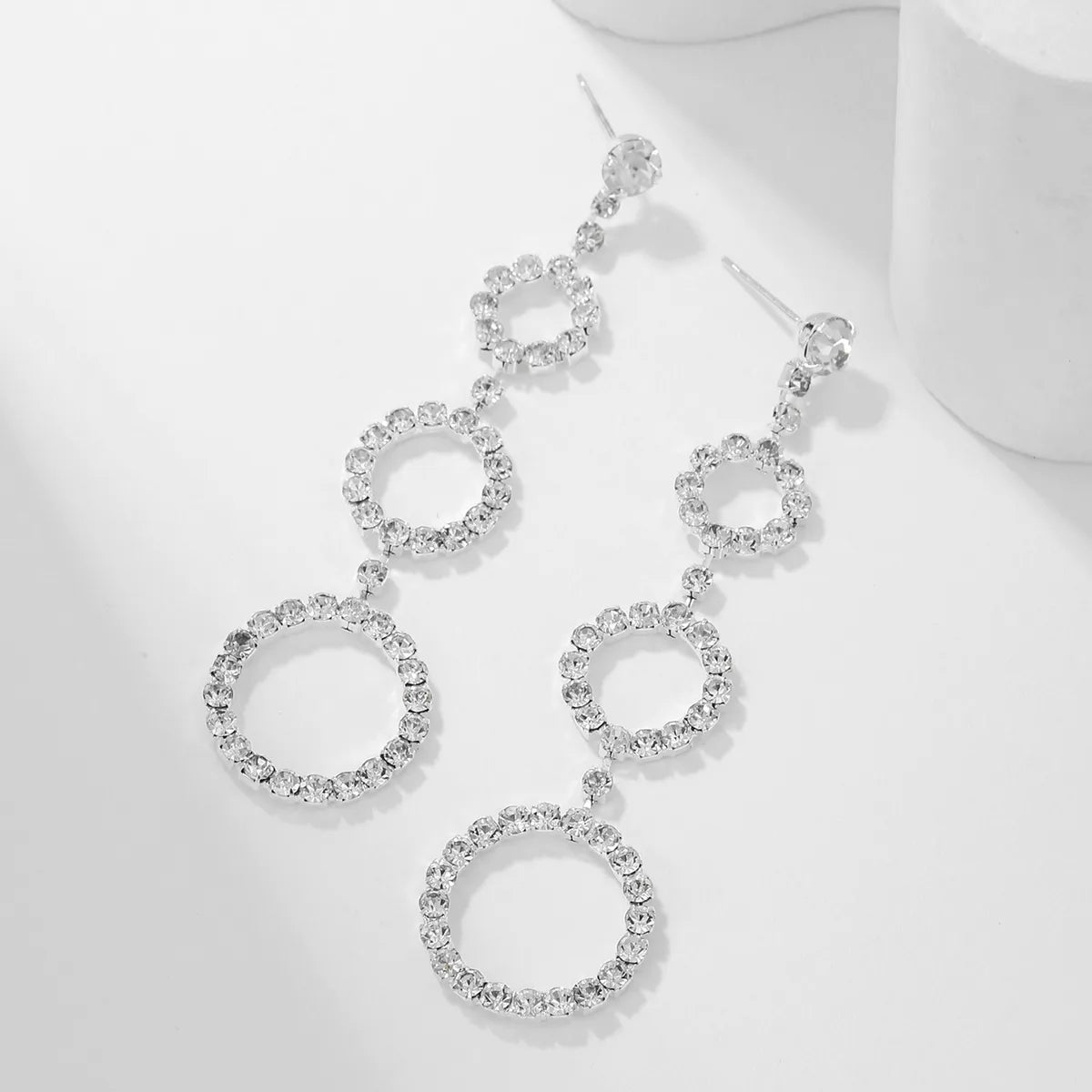 1 Pair Elegant Circle Plating Inlay Artificial Crystal Zircon Drop Earrings