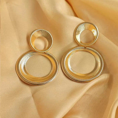 1 Pair Elegant Circle Plating Metal Drop Earrings