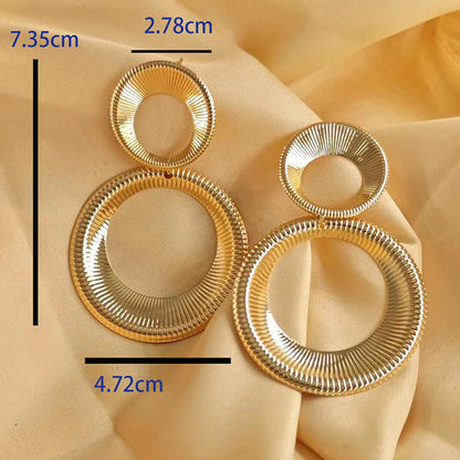 1 Pair Elegant Circle Plating Metal Drop Earrings