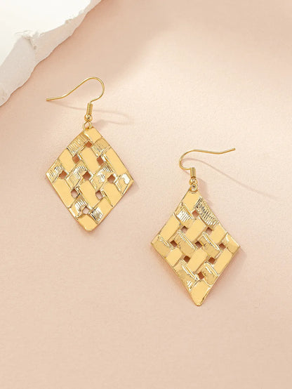 1 Pair Elegant Classic Style Argyle Iron Drop Earrings