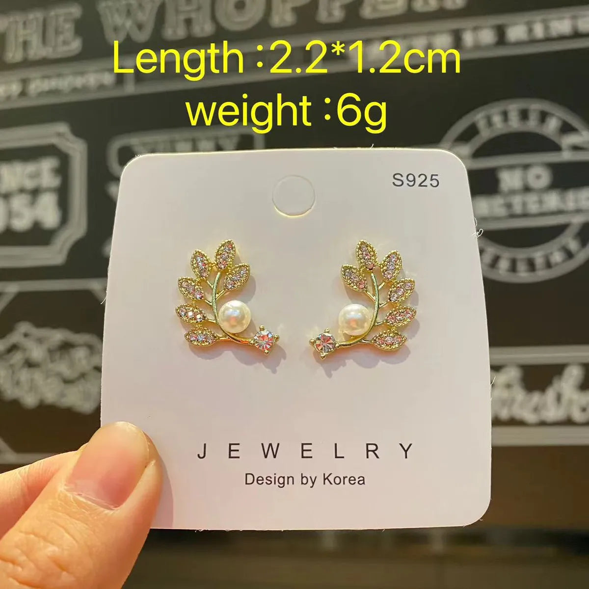 1 Pair Elegant Classic Style Artistic Leaves Inlay Alloy Rhinestones Ear Studs