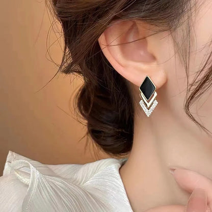 1 Pair Elegant Classic Style Artistic Rhombus Patchwork Plating Metal Alloy Ear Studs