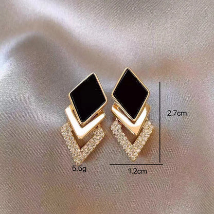 1 Pair Elegant Classic Style Artistic Rhombus Patchwork Plating Metal Alloy Ear Studs