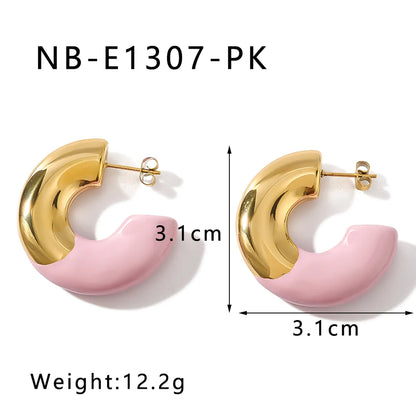 1 Pair Elegant Classic Style C Shape Semicircle Circle Plating 304 Stainless Steel 18K Gold Plated Ear Studs