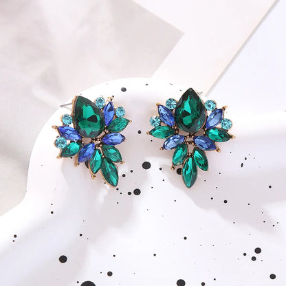 1 Pair Elegant Classic Style Flower Inlay Glass Rhinestones Ear Studs