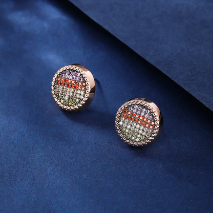 1 Pair Elegant Classic Style Geometric Inlay Copper Zircon Rose Gold Plated Ear Studs