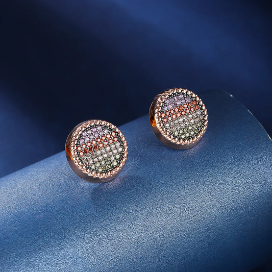 1 Pair Elegant Classic Style Geometric Inlay Copper Zircon Rose Gold Plated Ear Studs