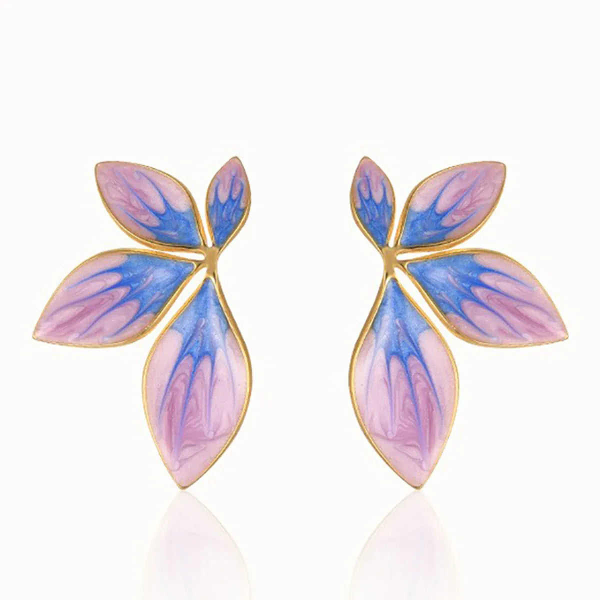 1 Pair Elegant Classic Style Leaves Enamel Plating Stainless Steel Gold Plated Ear Studs