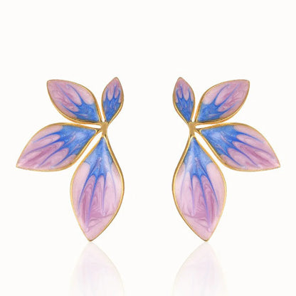 1 Pair Elegant Classic Style Leaves Enamel Plating Stainless Steel Gold Plated Ear Studs