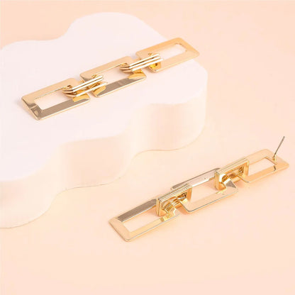 1 Pair Elegant Classic Style Rectangle Iron Drop Earrings