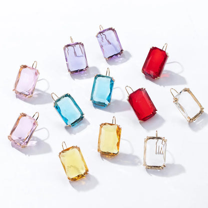 1 Pair Elegant Classic Style Rectangle Transparent Copper Drop Earrings