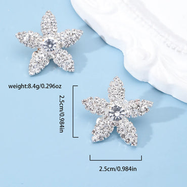 1 Pair Elegant Classic Style Shiny Parthenocissus Grass Flower Inlay Copper Rhinestones Ear Studs