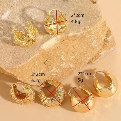 1 Pair Elegant Classic Style Solid Color Copper Plating Inlay Zircon 14k Gold Plated Earrings