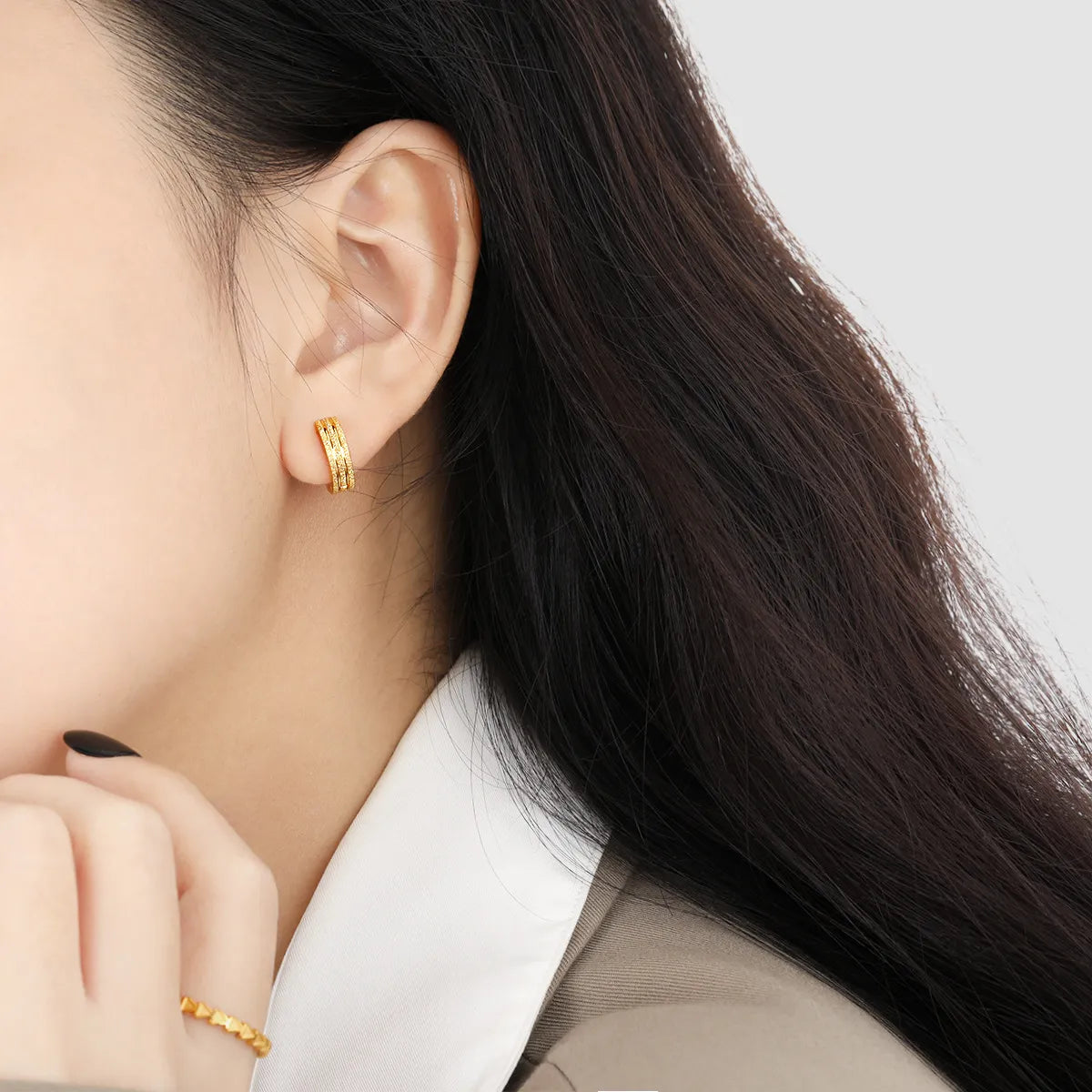 1 Pair Elegant Classic Style Solid Color Plating 304 Stainless Steel 18K Gold Plated Earrings