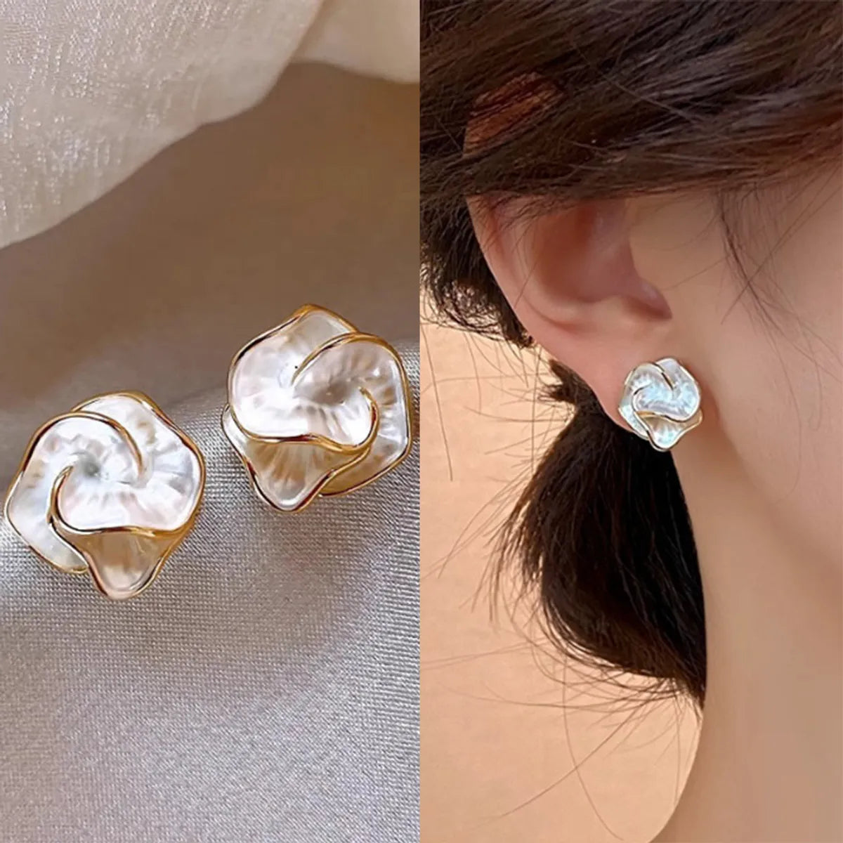 1 Pair Elegant Classic Style Streetwear Flower Enamel Zinc Alloy Ear Studs