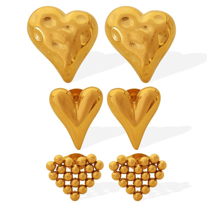 1 Pair Elegant Classic Style Streetwear Heart Shape Polishing Plating Hollow Out 304 Stainless Steel 18K Gold Plated Ear Studs