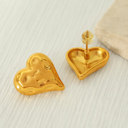 1 Pair Elegant Classic Style Streetwear Heart Shape Polishing Plating Hollow Out 304 Stainless Steel 18K Gold Plated Ear Studs