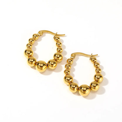 1 Pair Elegant Classic Style Streetwear Oval Plating Stainless Steel Gold Plated Earrings