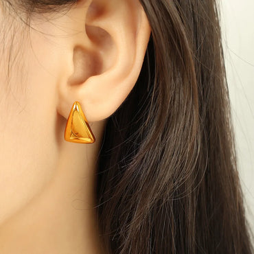 1 Pair Elegant Classic Style Triangle Polishing Plating 304 Stainless Steel 18K Gold Plated Ear Studs