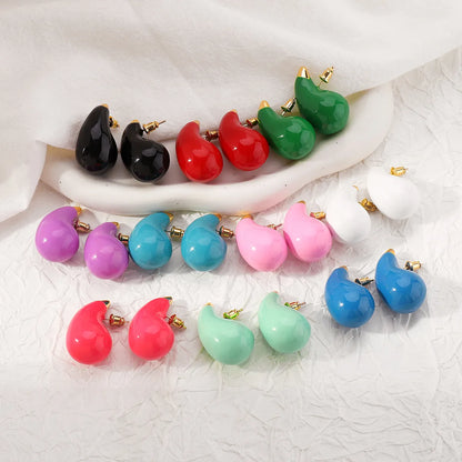 1 Pair Elegant Classic Style Water Droplets Enamel Alloy Ear Studs