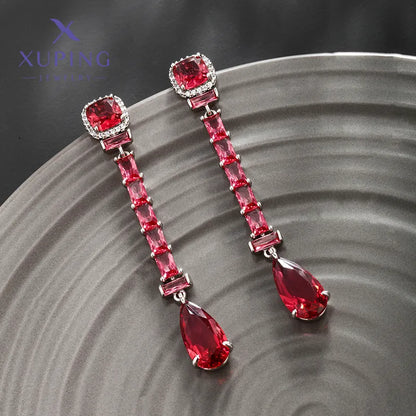 1 Pair Elegant Classic Style Water Droplets Plating Inlay Copper Artificial Gemstones Platinum Plated Drop Earrings