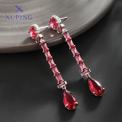 1 Pair Elegant Classic Style Water Droplets Plating Inlay Copper Artificial Gemstones Platinum Plated Drop Earrings