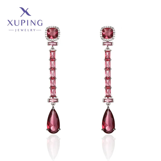 1 Pair Elegant Classic Style Water Droplets Plating Inlay Copper Artificial Gemstones Platinum Plated Drop Earrings