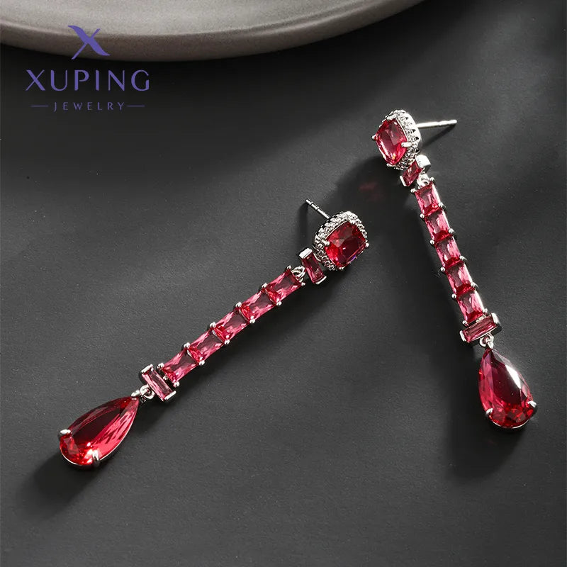 1 Pair Elegant Classic Style Water Droplets Plating Inlay Copper Artificial Gemstones Platinum Plated Drop Earrings