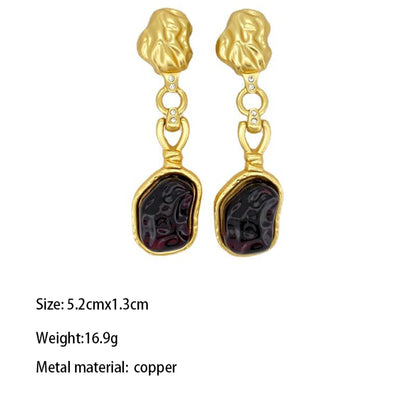 1 Pair Elegant Classical Asymmetrical Water Droplets Plating Inlay Copper Zircon Gold Plated Drop Earrings