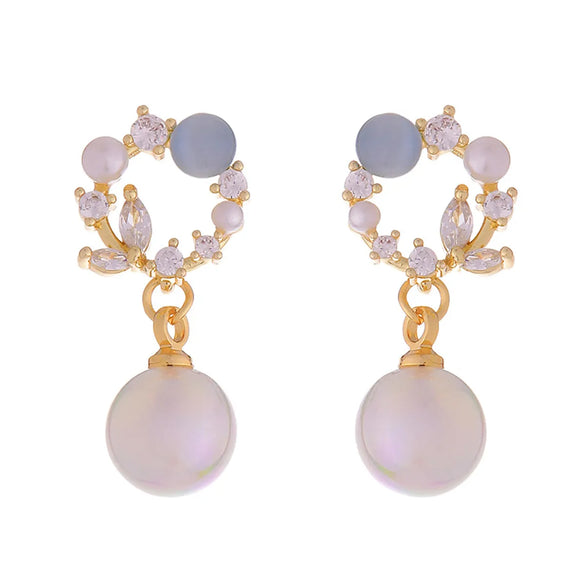 1 Pair Elegant Classical Lady Leaf Plating Inlay Copper Zircon Drop Earrings