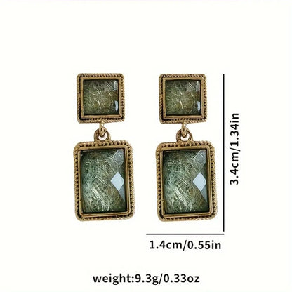 1 Pair Elegant Classical Lady Square Inlay Zinc Alloy Resin Drop Earrings