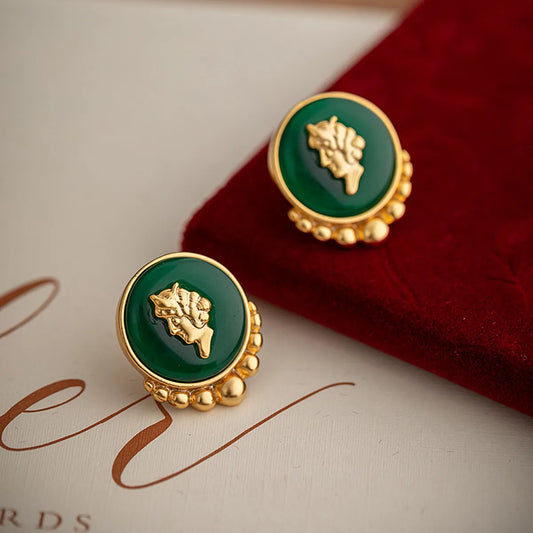 1 Pair Elegant Classical Portrait Plating Inlay Copper Resin 18k Gold Plated Ear Studs