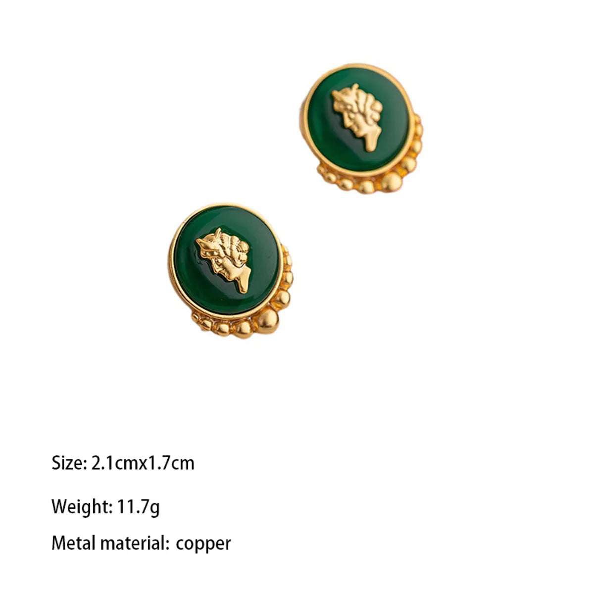 1 Pair Elegant Classical Portrait Plating Inlay Copper Resin 18k Gold Plated Ear Studs