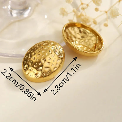 1 Pair Elegant Classical Retro Irregular Leaves Oval 304 Stainless Steel Ear Studs