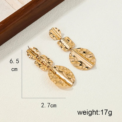 1 Pair Elegant Classical Retro Round Plating Pleated Alloy Drop Earrings