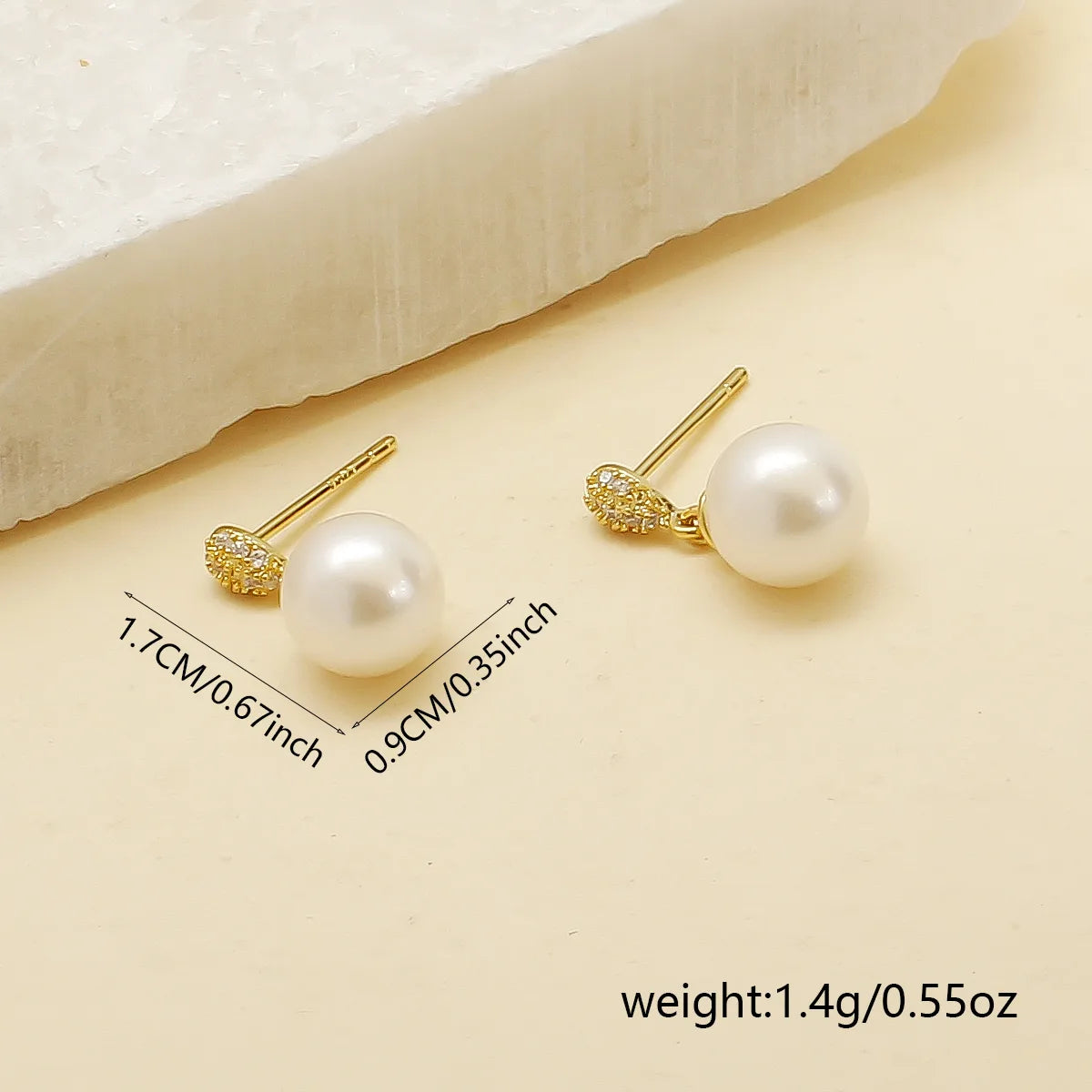 1 Pair Elegant Classical Simple Style Round Plating Inlay Artificial Pearl Copper Zircon Drop Earrings