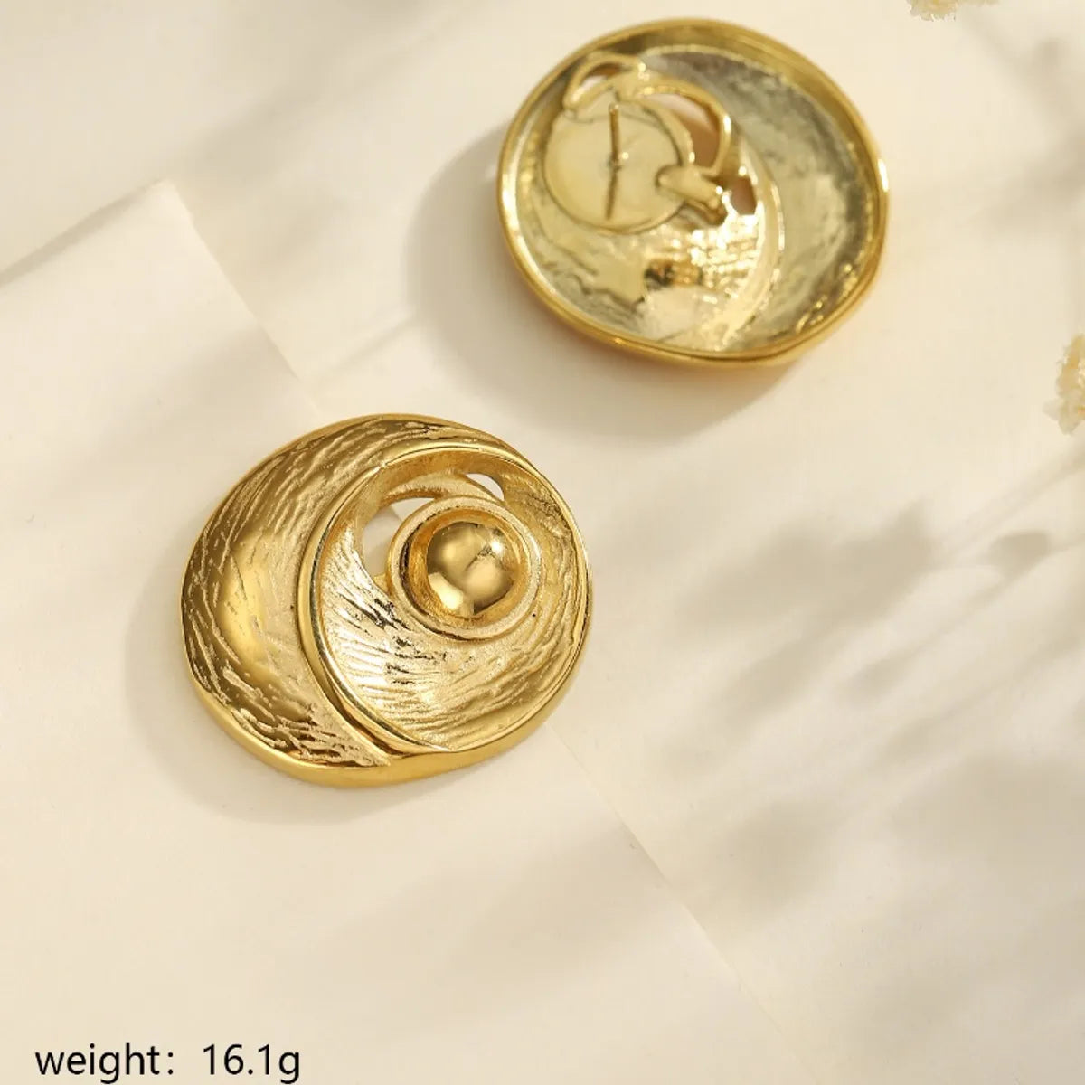 1 Pair Elegant Classical Solid Color Irregular 304 Stainless Steel 18K Gold Plated Ear Studs