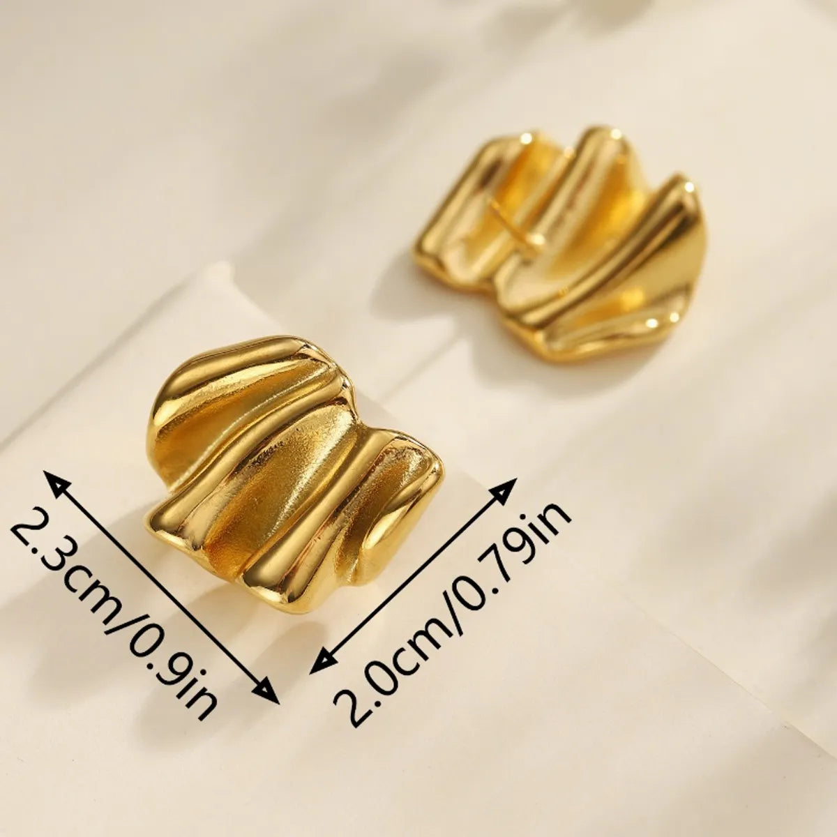 1 Pair Elegant Classical Solid Color Irregular 304 Stainless Steel 18K Gold Plated Ear Studs