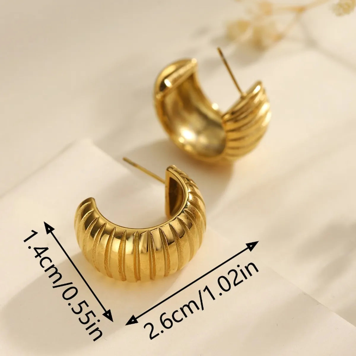 1 Pair Elegant Classical Solid Color Irregular 304 Stainless Steel 18K Gold Plated Ear Studs