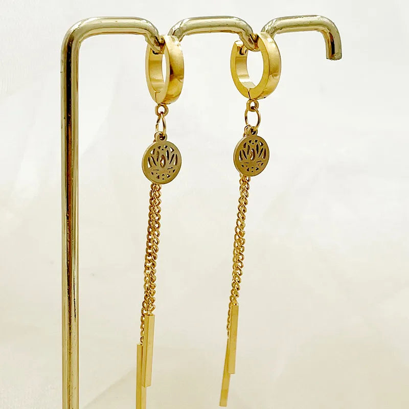 1 Pair Elegant Classical Solid Color Polishing Plating 304 Stainless Steel Gold Plated Earrings