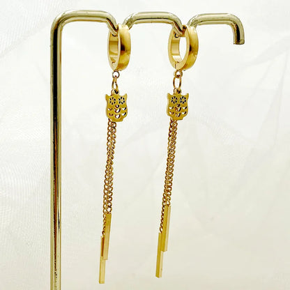 1 Pair Elegant Classical Solid Color Polishing Plating 304 Stainless Steel Gold Plated Earrings