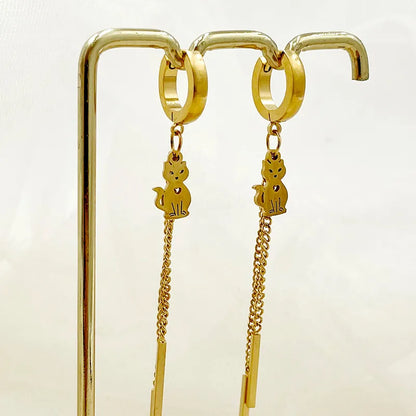 1 Pair Elegant Classical Solid Color Polishing Plating 304 Stainless Steel Gold Plated Earrings